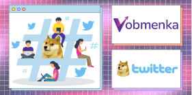 Dogecoin вместо классической птички на лого Twitter